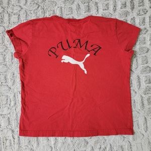 Puma Girls Logo on Back Tee Shirt - Large - Red
